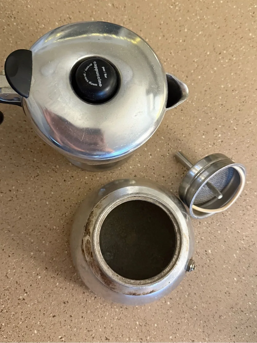 Bialetti Mukka Express 2 Cup Cappuccino Espresso Maker Vintage Italy Aluminum